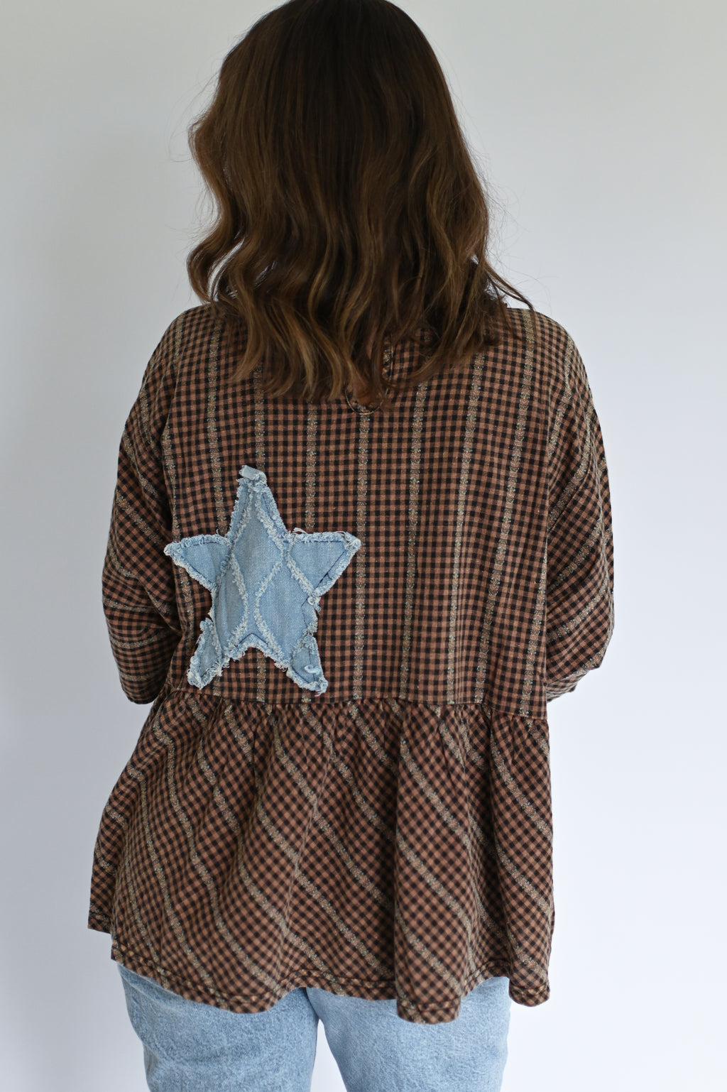 Emily Gingham Star Top (mocha)