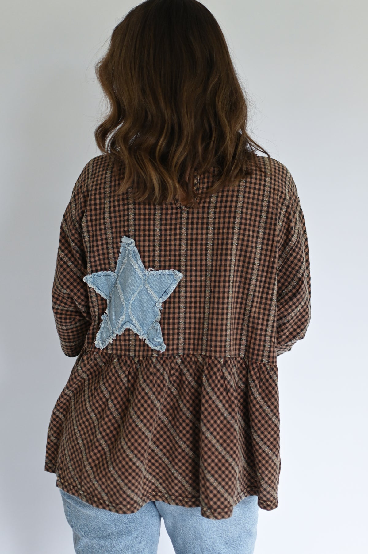 Emily Gingham Star Top (mocha)