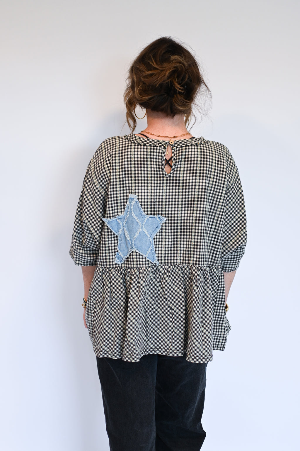 Emily Gingham Star Top (black)