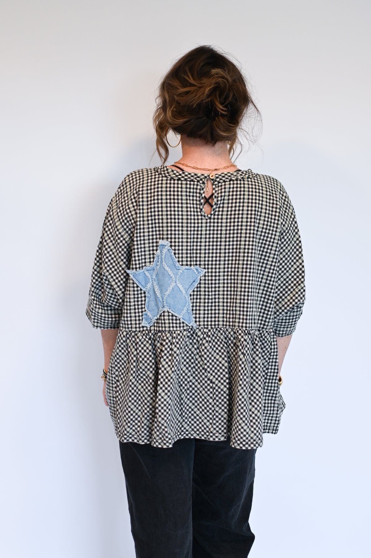 Emily Gingham Star Top (black)